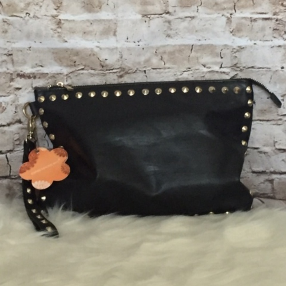 Black edgy studded clutch